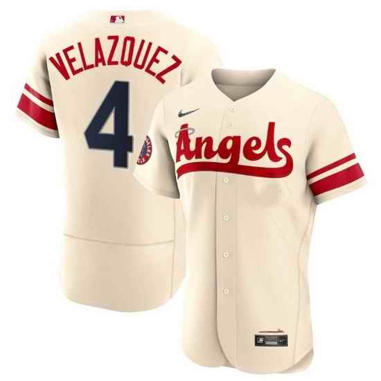 Men Los Angeles Angels 4 Andrew Velazquez 2022 Cream City Connect Flex Base Stitched Jerseyy